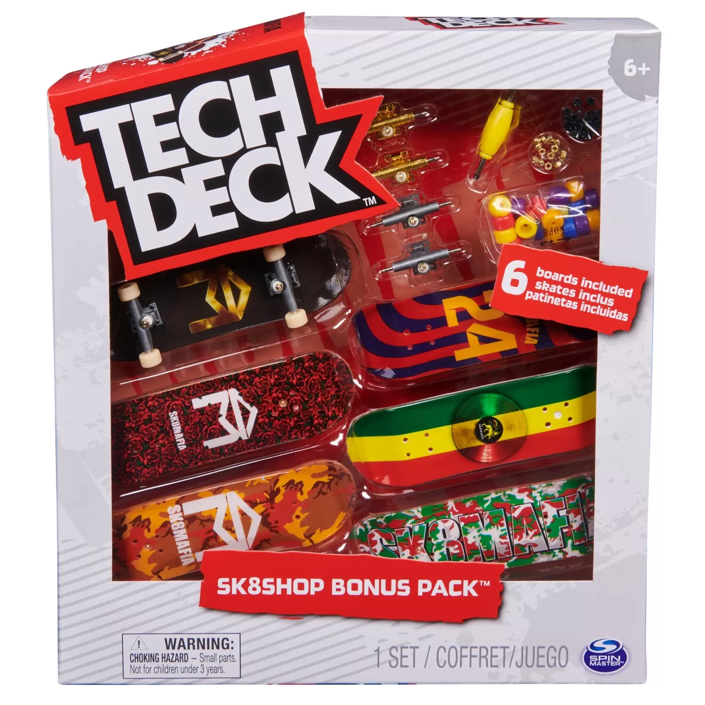 Jucării și Jocuri pentru copii - Tech deck pachet 6 piese cu accesorii fingerboard sk8mafia, varsta de la 6 ani la 12 ani