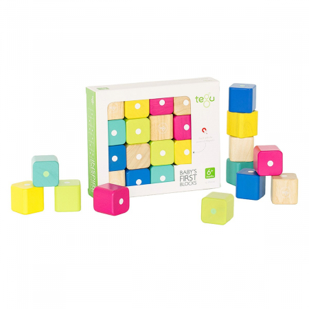 Jucării și Jocuri pentru copii - Tegu Baby, primele blocuri din lemn magnetic, 15 buc., 1-3 ani