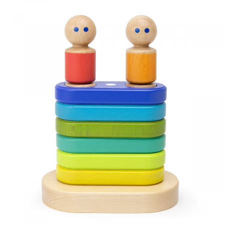 Jucării și Jocuri pentru copii - Tegu Stacker, set din lemn magnetic, 1-4 ani