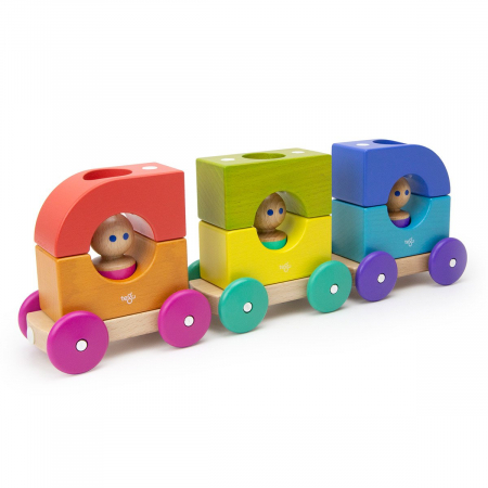 Jucării și Jocuri pentru copii - Tegu Tram, tramvai din lemn magnetic, 1-4 ani