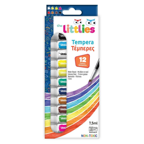 Acuarele, Tempera, Pensule si Blocuri de desen - Tempera 12 cul 7.5ml "the Littlies"  