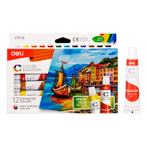 Acuarele, Tempera, Pensule si Blocuri de desen - Tempera 12 culori 12ml deli