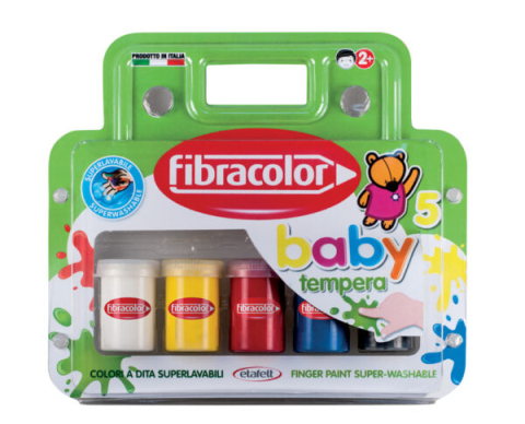 Acuarele, Tempera, Pensule si Blocuri de desen - Tempera Fingerpaint 5x25ml Fibracolor
