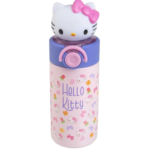 Rechizite Școlare - Termos pentru copii, model Hello Kitty 3D, din Otel Inoxidabil, Roz, 350ml
