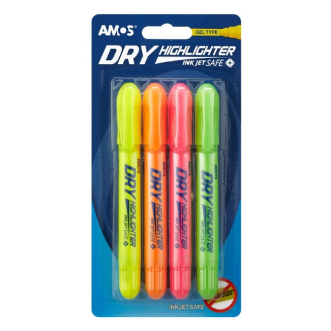 Markere, Textmarkere si Evidentiatoare - Textmarker Amos Dry, varf uscat rotund, set 4 culori fluorescente