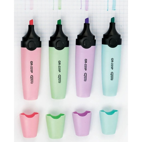Textmarker Grand GR-225P, varf tesit, 1-4.2mm, set 4 culori pastel (roz, verde, mov, albastru) [1]
