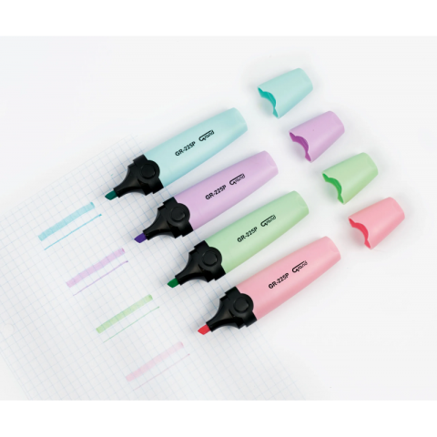 Textmarker Grand GR-225P, varf tesit, 1-4.2mm, set 4 culori pastel (roz, verde, mov, albastru) [3]