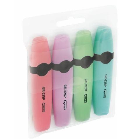Markere, Textmarkere si Evidentiatoare - Textmarker Grand GR-225P, varf tesit, 1-4.2mm, set 4 culori pastel (roz, verde, mov, albastru)