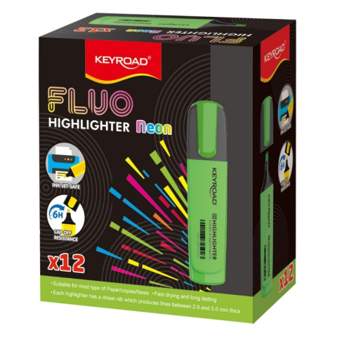 Markere, Textmarkere si Evidentiatoare - Textmarker Keyroad KR972167, varf tesit, verde