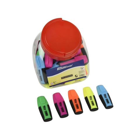 Textmarker Office-Cover mini EP10-2029, varf tesit, 2-4mm, borcan 40buc, 5 culori neon (verde, roz, orange, galben, albastru) [2]