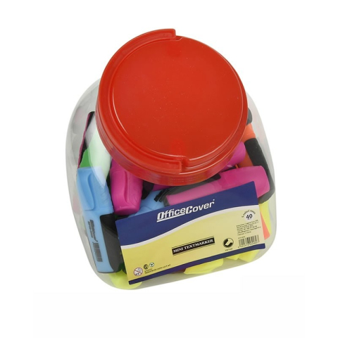 Markere, Textmarkere si Evidentiatoare - Textmarker Office-Cover mini EP10-2029, varf tesit, 2-4mm, borcan 40buc, 5 culori neon (verde, roz, orange, galben, albastru)