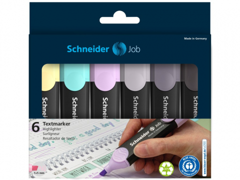 Rechizite Școlare - Textmarker Schneider Job 6 cul/set inclusiv gri