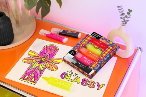Textmarker set 4 superfluorescent editie speciala glassy faber-castell [3]