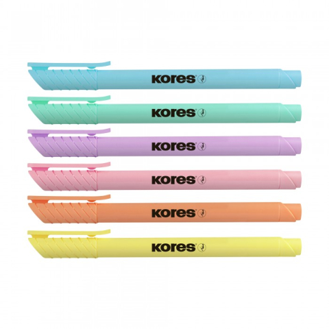 Birotică și Papetărie - Textmarker set 6 pastel slim cutie plastic kores