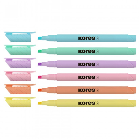 Textmarker set 6 pastel slim cutie plastic kores [1]