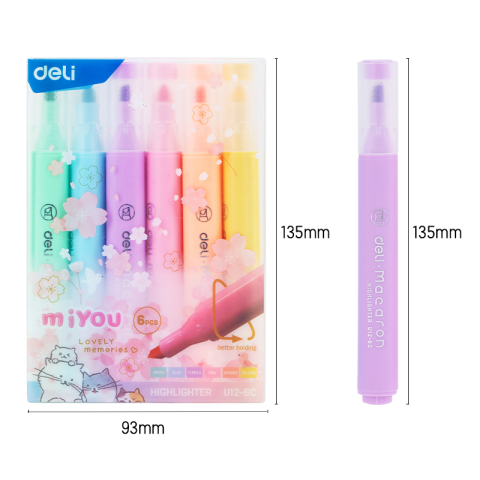 Textmarker set 6 slim miyou macarons deli [3]