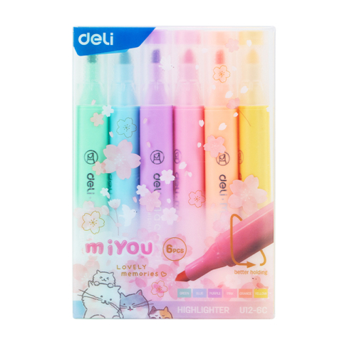 Birotică și Papetărie - Textmarker set 6 slim miyou macarons deli