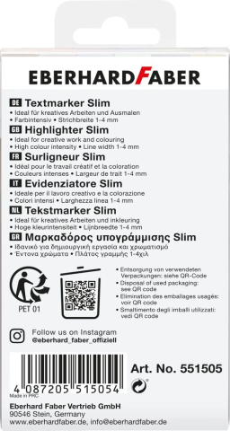 Textmarker slim patrat set 6 buc nuante naturale eberhard faber [1]