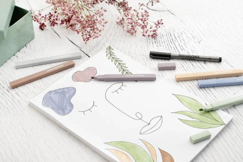 Textmarker slim patrat set 6 buc nuante naturale eberhard faber [4]