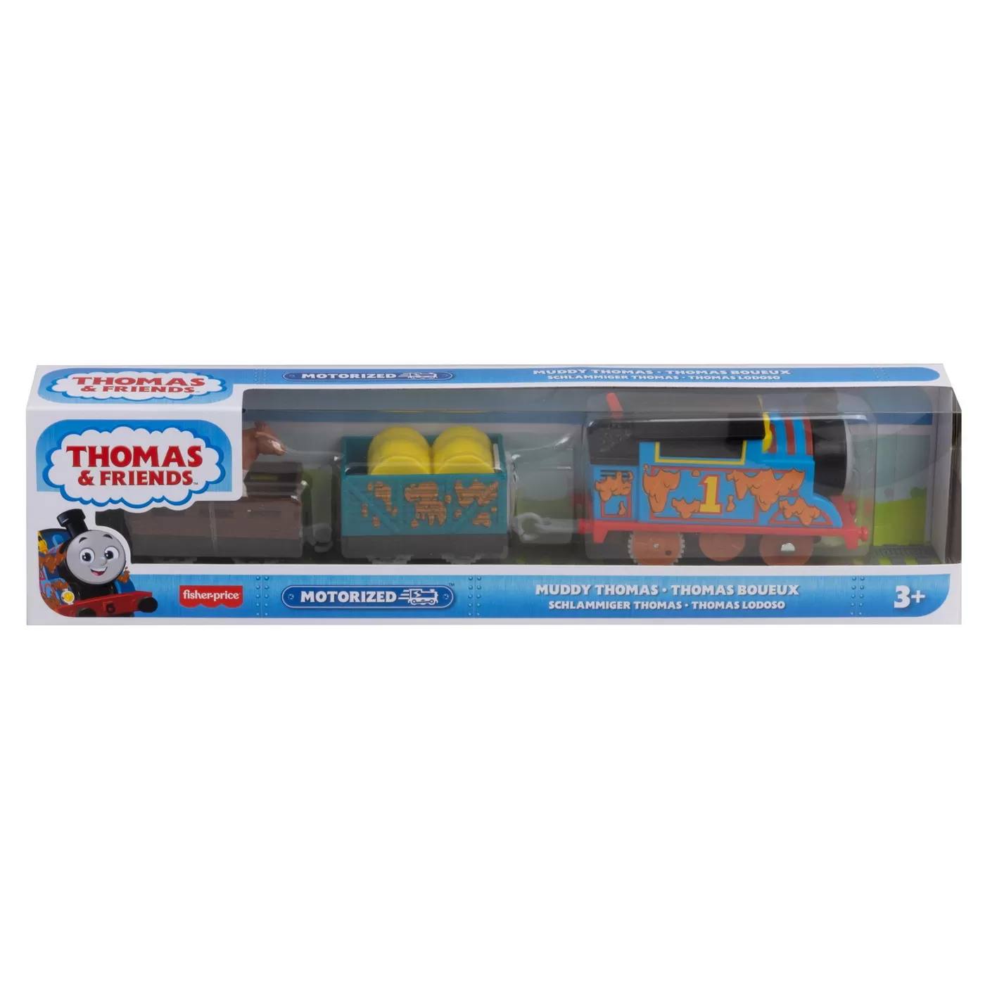 Jucării și Jocuri pentru copii - Thomas locomotiva motorizata thomas cu 2 vagoane, varsta de la 3 ani la 10 ani