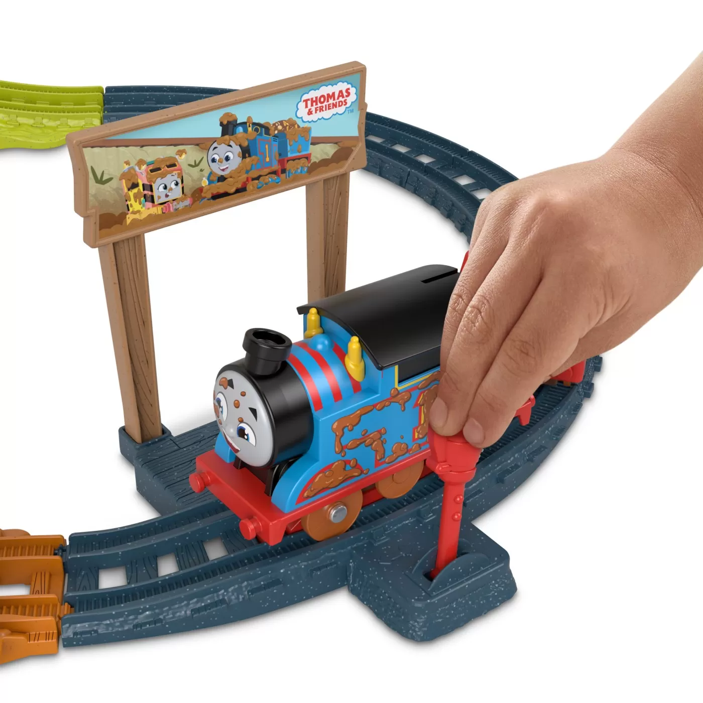 Thomas set de joaca cu locomotiva muddy motorizata si accesorii, varsta de la 3 ani la 10 ani [2]