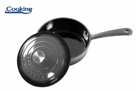 Tigaie  adanca fonta emailata + capac 24 x 8 cm, 2.5 l, marble grey, cooking by heinner [2]