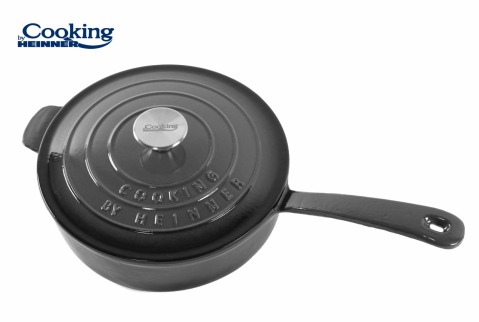 Tigai si seturi - Tigaie  adanca fonta emailata + capac 24 x 8 cm, 2.5 l, marble grey, cooking by heinner