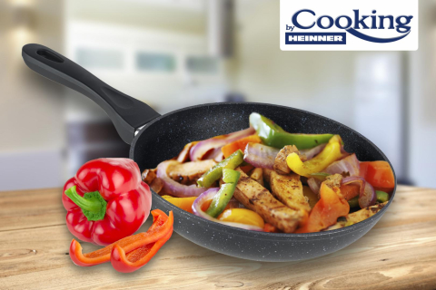 Tigaie aluminiu 22x4.8 cm, black sand, cooking  by heinner [2]