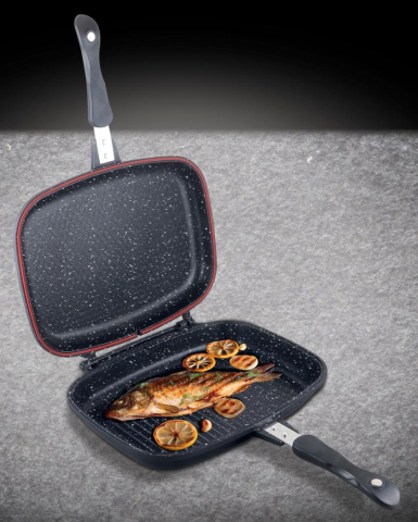 Tigaie dubla dreptunghiulara, aluminiu,32x24x7.5cm, dark line classic, cooking  by heinner [4]