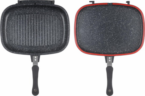 Tigaie dubla dreptunghiulara tip grill,aluminiu,32x24x7.5 cm,dark line inductie, cooking  by heinner [1]