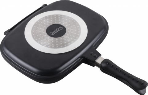 Vase pentru gatit - Tigaie dubla dreptunghiulara tip grill,aluminiu,32x24x7.5 cm,dark line inductie, cooking  by heinner