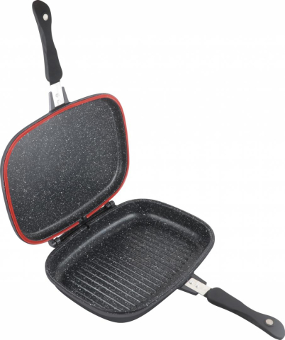 Tigaie dubla dreptunghiulara tip grill,aluminiu,32x24x7.5 cm,dark line inductie, cooking  by heinner [2]