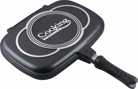 Vase pentru gatit - Tigaie dubla dreptunghiulara tip grill, aluminiu, 36x24x7.5 cm,dark line classic,cooking  by heinner