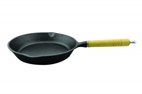 Vase pentru gatit - Tigaie fonta pura, maner lemn 23x4 cm, ambalaj cutie color, cooking  by heinner