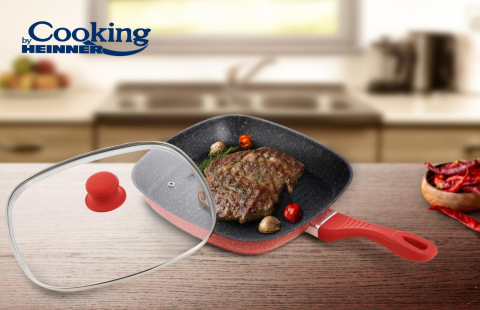 Tigaie grill alu+cap 28x4cm,orange grays, cooking by heinner [3]