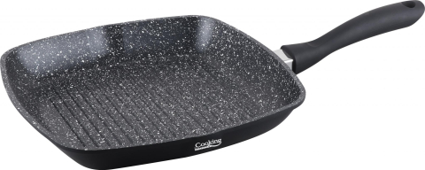 Tigaie grill aluminiu + capac 28 x 4.5 cm , dark line, cooking  by heinner [1]