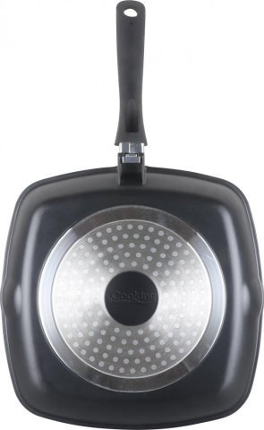 Tigaie grill aluminiu + capac 28 x 4.5 cm , dark line, cooking  by heinner [3]