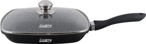 Vase pentru gatit - Tigaie grill aluminiu + capac 28 x 4.5 cm , dark line, cooking  by heinner