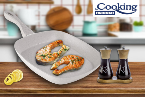 Tigaie grill aluminiu+capac 28x4 cm, mozaik, cooking  by heinner [3]