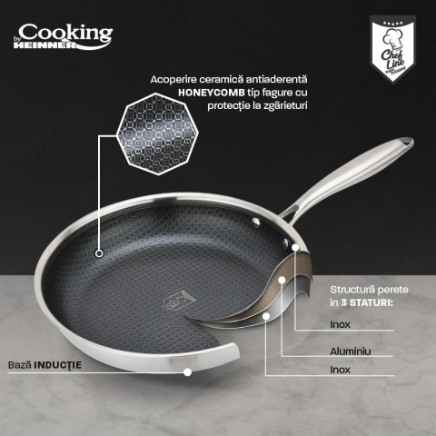 Tigaie inox 3 straturi, 20x4 cm, titanium3, cooking by heinner [3]