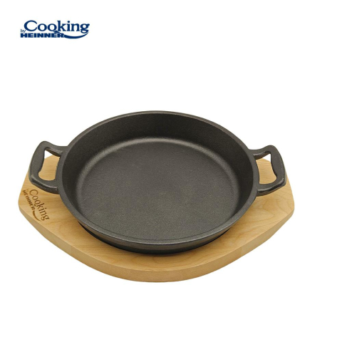 Tigaie servire fonta pura cu suport de lemn dia 20 cm, cooking by heinner [1]