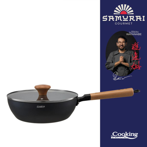 Vase pentru gatit - Tigaie wok + capac 24x7.5 cm, rikito watanabe, samurai gourmet, cooking by heinner