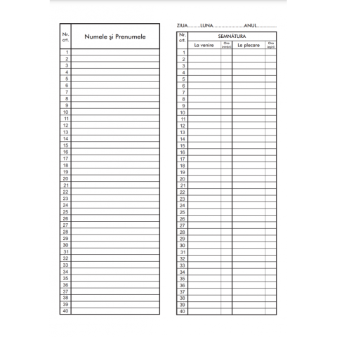 Birotică și Papetărie - Tipizat - condica prezenta - A4, coperta duplex, 100 file
