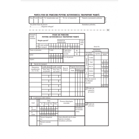 Birotică și Papetărie - Tipizat - foi parcurs marfa - A5, simplu, FV (fata/verso), 100 file