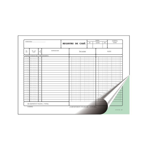 Birotică și Papetărie - Tipizat - registru de casa lei - A4, landscape, 2 exemplare, carnet 50 seturi