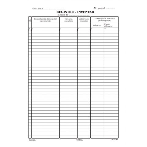 Birotică și Papetărie - Tipizat - registru inventar - A4, portret, simplu, 100 file