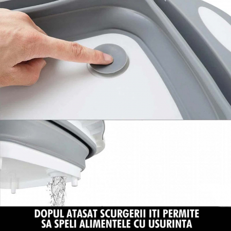 Tocator pliabil din silicon, cos de spalat alimente, Gri / Alb [3]