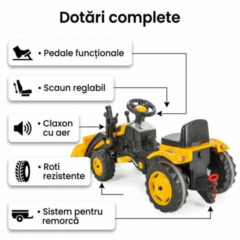 Tractor cu pedale copii cu cupa frontala | scaun reglabil | 3+ ani [4]