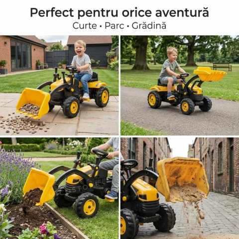 Tractor cu pedale copii cu cupa frontala | scaun reglabil | 3+ ani [2]