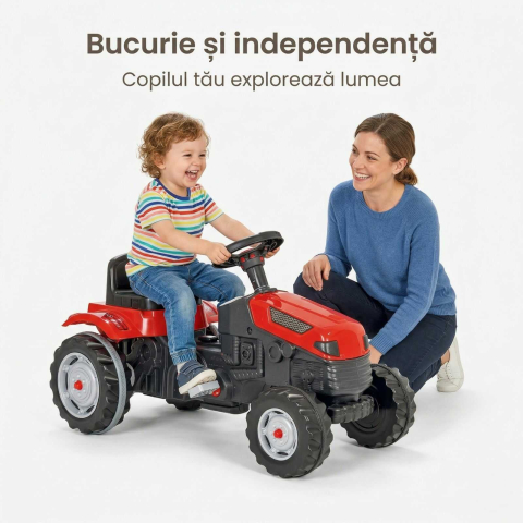 Tractor cu pedale copii rosu | scaun reglabil si claxon [6]